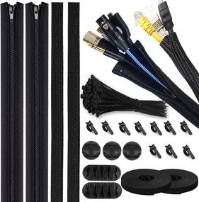 img 4 attached to 🔌 121Pcs-Black Cable Management Kit - Efficient PC Wire Organizer for Desk/Computer/Monitor/TV Cables - Power/Video/USB Cord Management - Desk Cord Holders & Cable Holder Clips