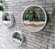круглый внутренний висячий плантер для суккулентов ecosides для стены, металлический декоративный подставочный кронштейн с стеклом для воздушных растений, искусственных цветов, комплект из 3 шт. (белый) логотип