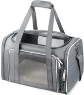 travel safely and comfortably with comsmart cat carrier - airline approved, collapsible, 15lb capacity for small to medium pets - grey logo