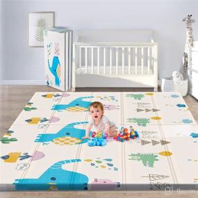 img 4 attached to 🧸 Gimars XL BPA Free Reversible Foldable Baby Play Mat - Waterproof Foam Floor Crawling Mat, Portable Playmat for Infants, Toddler, Kids - Indoor/Outdoor Use (79 x 71 x 0.6inch)