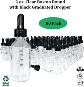 img 3 attached to 80-Pack Of 2 Oz. Clear Boston Round Glass Bottles With Graduated Black Glass Droppers For Precise Dispensing