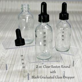 img 2 attached to 80-Pack Of 2 Oz. Clear Boston Round Glass Bottles With Graduated Black Glass Droppers For Precise Dispensing