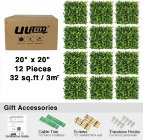 img 4 attached to 12 Pack ULAND Artificial Topiary Hedge Panels - 20"X20" Faux Plant Greenery For Outdoor Privacy Screen Fence, Backdrop Wall Decorations