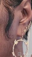 img 1 attached to 💍 Gold Plated Hoop Earrings and Nose Ring Set - Hypoallergenic, 3 Pairs for Women, Men, and Teens, 14K Gold Cartilage Earrings 12mm review by Samantha Lopez