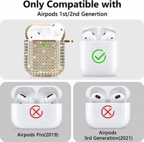 img 3 attached to Luxury Gold AirPods 2/1 Case - Filoto Bling Crystal PC Cover W/ Keychain Accessory For Women Girls
