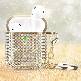 img 1 attached to Luxury Gold AirPods 2/1 Case - Filoto Bling Crystal PC Cover W/ Keychain Accessory For Women Girls