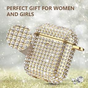 img 2 attached to Luxury Gold AirPods 2/1 Case - Filoto Bling Crystal PC Cover W/ Keychain Accessory For Women Girls