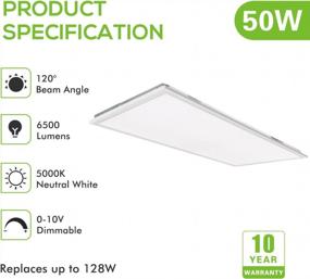 img 3 attached to Hykolity 6 Pack 2X4 FT White LED Flat Panel Troffer Light, 50W 5000K Recessed Back-Lit Drop Ceiling Light, 5500Lm Lay In Fixture For Office, 0-10V Dimmable, 3-Lamp F32T8 Fixture Replacement