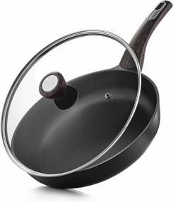 img 4 attached to Swiss Coating Nonstick Skillet With Lid - 8 Inch Frying Pan For Eggs, Omelettes, And More - Healthy Cookware Without APEO Or PFOA - Induction-Compatible Chef'S Pan