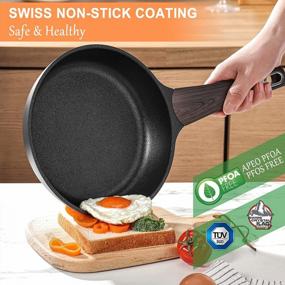 img 3 attached to Swiss Coating Nonstick Skillet With Lid - 8 Inch Frying Pan For Eggs, Omelettes, And More - Healthy Cookware Without APEO Or PFOA - Induction-Compatible Chef'S Pan