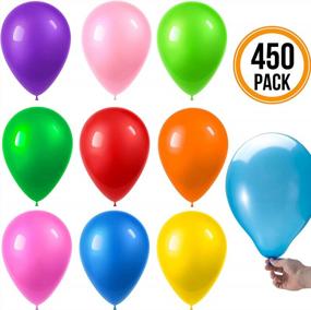 img 4 attached to Colorful Decorations Delight: Prextex 12-Inch Rainbow Balloons, 450-Ct Pack For Weddings, Birthdays, Graduations, And More