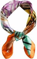 womens elegant satin silk formal square scarf head wrap kerchief - 23.6 inch logo
