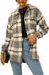 lyhnmw womens plaid shirts long sleeve flannel lapel button down shacket jacket coats with poackets logo
