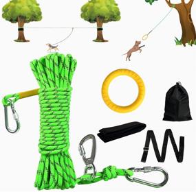 img 4 attached to 🐾 NTR Dog Tie Out Cable for Camping - Heavy Duty Trolley System, 50ft/70ft/100ft, Dogs up to 350lbs, Outdoor Hanging Bungee Toy, Anti-Slip Belt, Portable Reflective Lead, Yard/Park