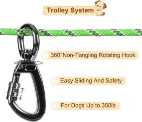 img 3 attached to 🐾 NTR Dog Tie Out Cable for Camping - Heavy Duty Trolley System, 50ft/70ft/100ft, Dogs up to 350lbs, Outdoor Hanging Bungee Toy, Anti-Slip Belt, Portable Reflective Lead, Yard/Park