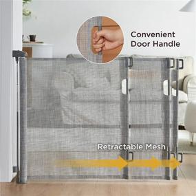 img 2 attached to 🚼 Lesure Retractable Baby Gate for Stairs - Extra Wide Dog Gate, 34" Tall, Expands up to 71" Wide, Pet Safety Gates for Doorways, Hallways, Indoors, Outdoors