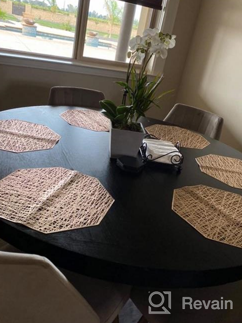 img 1 attached to U'Artlines Placemats Metallic Hollow Out Mats Vinyl Non-Slip Heat Insulation Kitchen Table Mats (21102Gold, 6Pcs) review by Jon Higdem