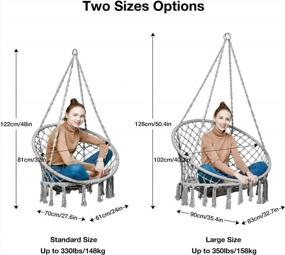 img 1 attached to Greenstell Swing Hanging Chair 330LBS/148KG Capacity, Removable & Washable Cushion, Cotton Rope Macrame Outdoor Indoor Hammock Chair With Hanging Kits - Grey