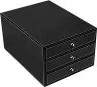 mygift executive 3-drawer leatherette document holder - office desk filing storage box with drawers, black logo