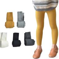 👧 shop the 5 pack toddler girls cotton cable knit leggings: classic solid footless tights for kids logo