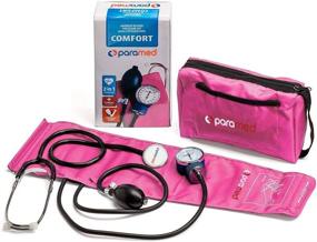 img 1 attached to PARAMED Aneroid Sphygmomanometer With Stethoscope – Manual Blood Pressure Cuff With Universal Cuff 8.7 - 16.5" And D-Ring – Carrying Case In The Kit – Pink