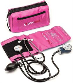 img 4 attached to PARAMED Aneroid Sphygmomanometer With Stethoscope – Manual Blood Pressure Cuff With Universal Cuff 8.7 - 16.5" And D-Ring – Carrying Case In The Kit – Pink