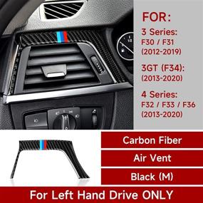 img 2 attached to Car Left Air Vent Sticker Decal Carbon Fiber Trim Compatible With BMW F30 F31 F34 3GT F32 F33 F36 Accessories 2012 2013 2014 2015 2016 2017 2018 2019