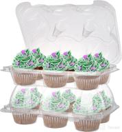 bekith 30 pack 6 compartment cupcake carriers, clear high dome cupcake containers, durable plastic disposable cupcake boxes, stackable cupcake holders for cupcakes, muffin, bpa-free логотип