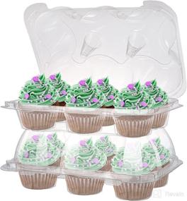 img 4 attached to Bekith 30 Pack 6 Compartment Cupcake Carriers, Clear High Dome Cupcake Containers, Durable Plastic Disposable Cupcake Boxes, Stackable Cupcake Holders for Cupcakes, Muffin, BPA-free