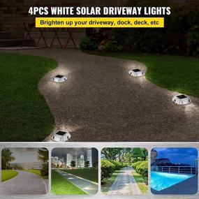img 3 attached to Happybuy Driveway Lights 4-Pack Solar Driveway Lights Bright White With Screw Solar Deck Lights Outdoor Waterproof Wireless Dock Lights 6 LEDs For Path Warning Garden Walkway Sidewalk Steps