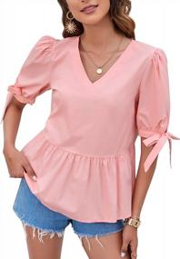 img 4 attached to Effortlessly Chic: Clearlove Peplum Tops For Women With Puff Sleeves And Flowy Silhouettes