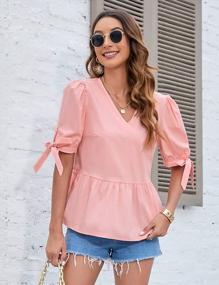 img 3 attached to Effortlessly Chic: Clearlove Peplum Tops For Women With Puff Sleeves And Flowy Silhouettes