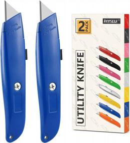 img 4 attached to Heavy Duty Retractable Utility Knife Box Cutter - 2Pack (Blue)
