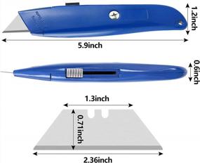 img 1 attached to Heavy Duty Retractable Utility Knife Box Cutter - 2Pack (Blue)