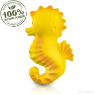 🛀 organic baby bath toy - nalu the seahorse, non-toxic, pvc, bpa, phthalates-free, all natural rubber, textured for sensory play, sealed bathtub rubber toy, hole-free bath toy for babies логотип