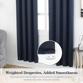 img 2 attached to Anjee Blackout Curtains For Bedroom 63 Inches Length Solid Plain Navy Blue Window Curtains Room Darkening Thermal Insulated Curtain Drapes 2 Panels Rod Pocket Drapery, Navy Blue 38X63 Inches