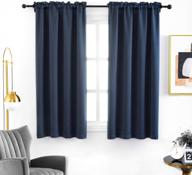anjee blackout curtains for bedroom 63 inches length solid plain navy blue window curtains room darkening thermal insulated curtain drapes 2 panels rod pocket drapery, navy blue 38x63 inches логотип