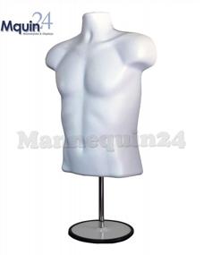 img 3 attached to Male Mannequin Torso With Stand Dress Form Tshirt Display Countertop Hollow Back Body With Metal Pole & Hanging Hook S-M Clothing Sizes White