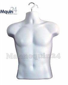 img 1 attached to Male Mannequin Torso With Stand Dress Form Tshirt Display Countertop Hollow Back Body With Metal Pole & Hanging Hook S-M Clothing Sizes White