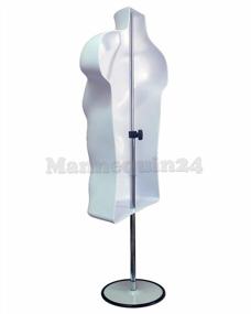 img 2 attached to Male Mannequin Torso With Stand Dress Form Tshirt Display Countertop Hollow Back Body With Metal Pole & Hanging Hook S-M Clothing Sizes White
