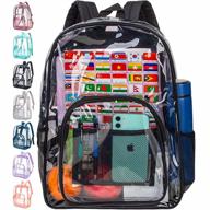 black heavy duty clear backpack - see through transparent bookbag for school logo