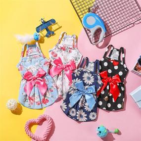 img 2 attached to 💃 Stylish 4-Piece Dog Bowknot Floral Dress: Dress your Pet Princess in this Cute Sundress for a Fashionable Summer Look!