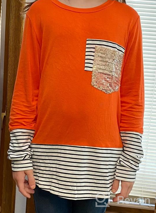 img 1 attached to 👚 Striped Casual Crewneck Blouses for Girls' Clothing - Ecrocoo Tops, Tees & Blouses review by Brian Rogers