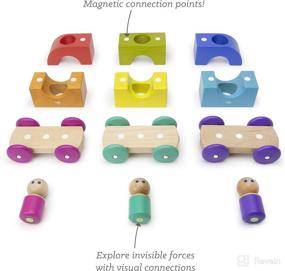 img 1 attached to Exploring Boundless Creativity with the 12 Piece Tegu Magnetic Tram Building Block Set, Rainbow