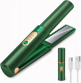 img 4 attached to 🔌 Cordless Hair Straightener (2022 New) - Mini Flat Iron for Wireless Hair Straightening, USB-C Rechargeable, Ceramic Plates, 4800mA Battery, Adjustable Temperature, Travel Size - Green