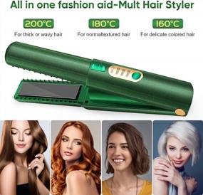 img 1 attached to 🔌 Cordless Hair Straightener (2022 New) - Mini Flat Iron for Wireless Hair Straightening, USB-C Rechargeable, Ceramic Plates, 4800mA Battery, Adjustable Temperature, Travel Size - Green