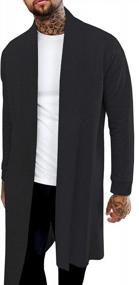 img 3 attached to Men'S Shawl Cardigan Long Sleeve Drape Cape Lightweight Open Front Length Coat