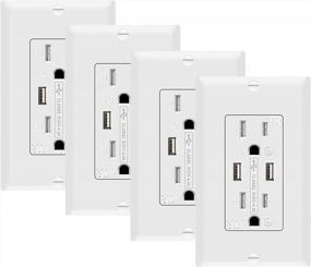 img 4 attached to Upgrade Your Charging Experience With SZICT UL-Listed USB Outlet Receptacle - 4 Pack, 4.2A TR Fast Charging, 2 Ports, 15A Wall Receptacle Outlet With Plate In White