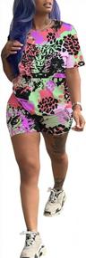 img 2 attached to Summer Jogging Suit: Bodycon Shorts Set With Short Sleeve Top For Women'S Casual Outfits