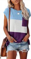 stay cool and comfy this summer with irisgod's color block cap sleeve t-shirts for women with pockets - perfect for casual wear! logo